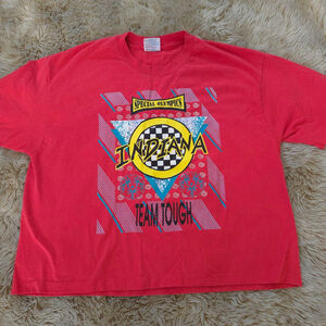 Vintage Special Olympics Indiana Red Single Stitch 80s XL Crop Top T-shirt